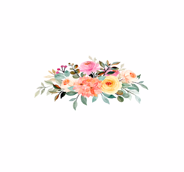 Flores desenhadas com tinta tapete floral - TenStickers