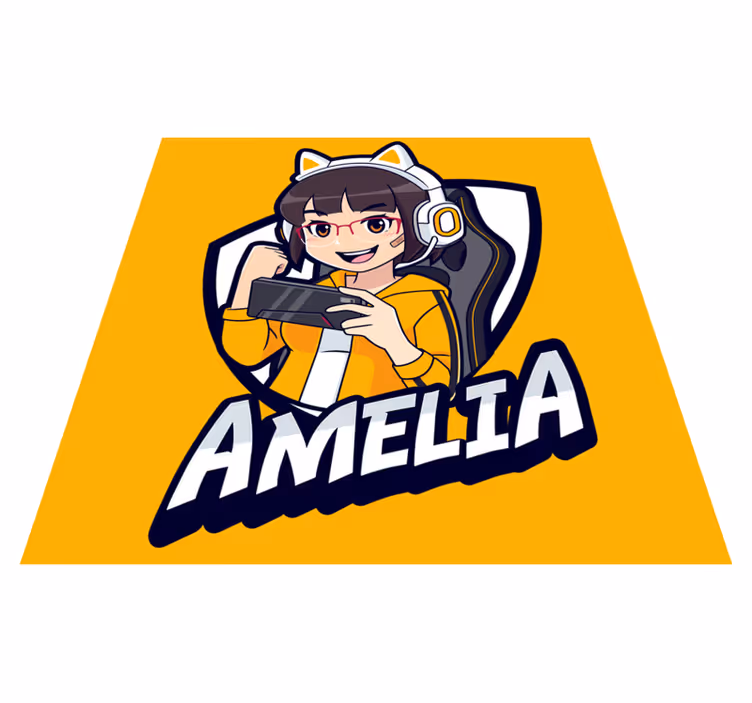 Menina de videogame com tapete de quarto de fone de ouvido - TenStickers