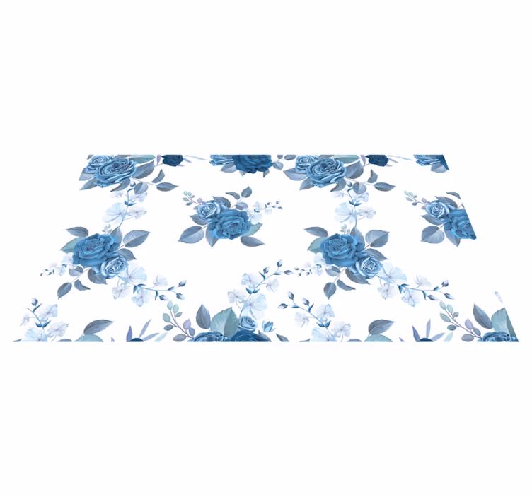 Tapete floral azul delicado estampado de flores - TenStickers