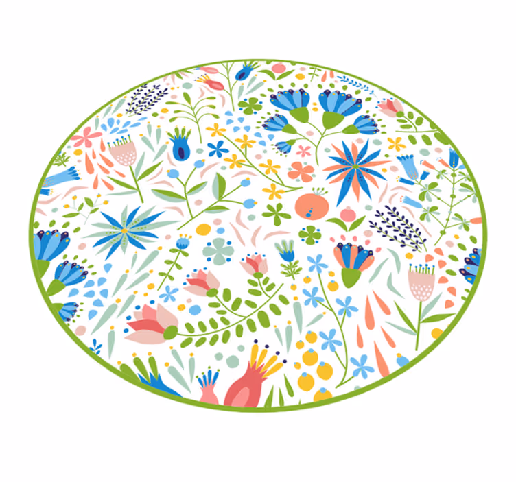 Tapete vinílico redondo padrões florais deliciam - TenStickers