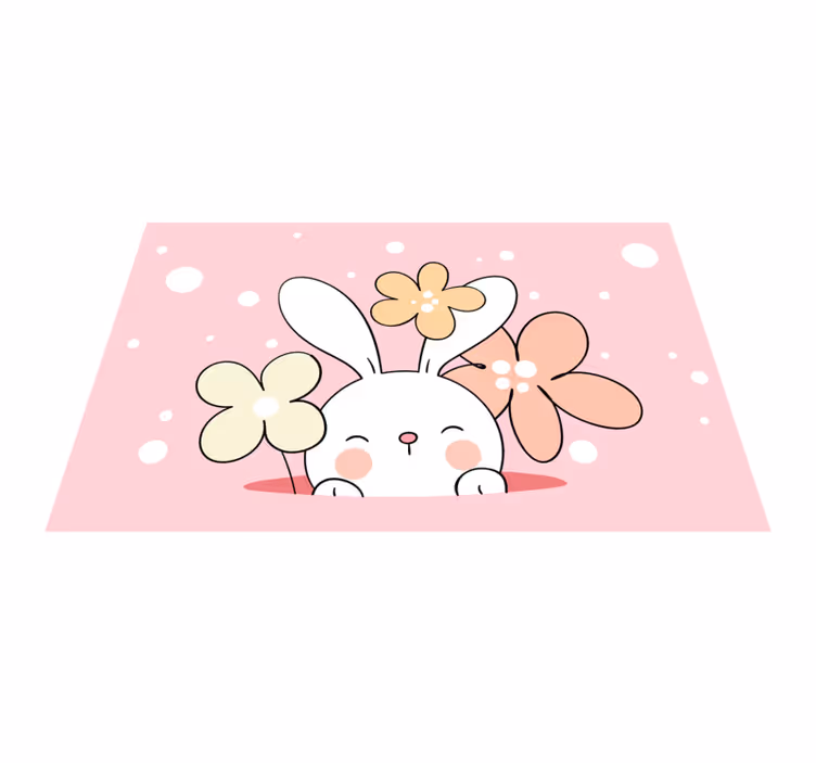 Coelho no tapete de animal com fundo pontilhado - TenStickers