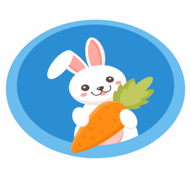 Coelho com uma orelha no tapete animal - TenStickers