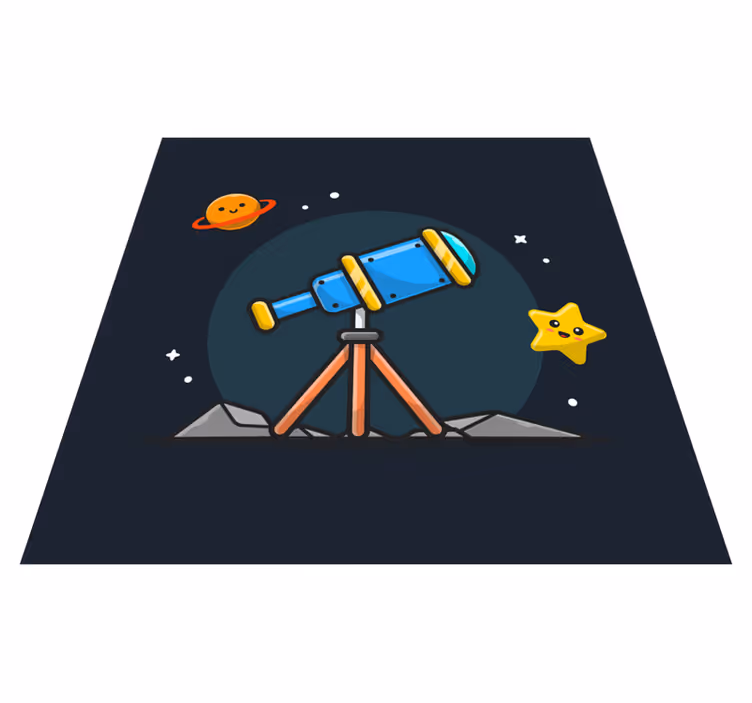 Ciência telescópio cartoon estrela espacial tapete de vinil - TenStickers