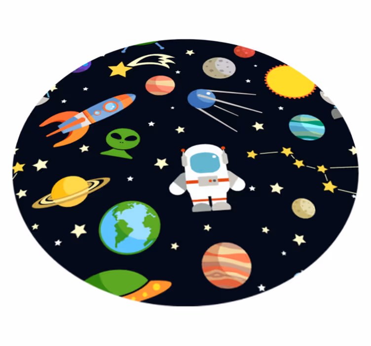 Cartoon diferentes símbolos astronautas tapete estrela - TenStickers