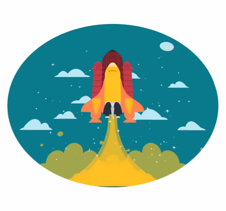Lançamento de foguete de desenho animado para tapete de estrela e - TenStickers