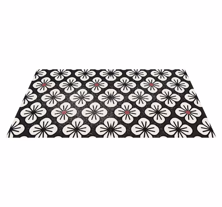 Tapete vintage simétrico com padrão preto e branco - TenStickers
