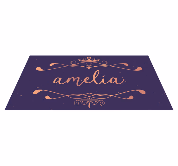 Coroa de princesa dourada com tapete de vinil infantil com nome - TenStickers