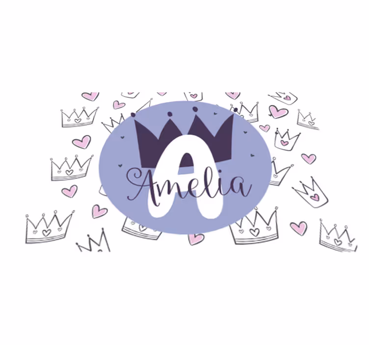 Tapete de vinil com nome coroado de princesa roxa - TenStickers