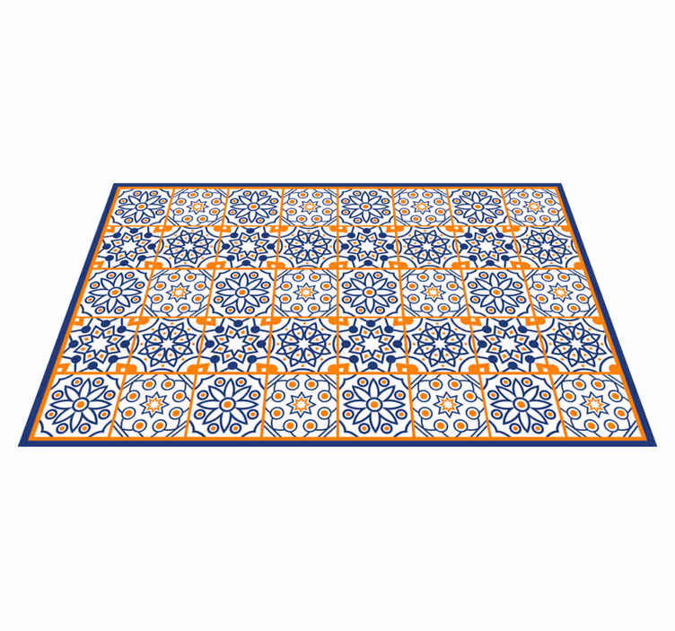 Ladrilhos de cozinha azul e laranja - TenStickers
