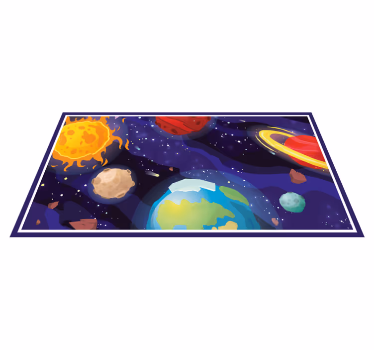Espaço dos desenhos animados com tapete de vinil estrela da terra - TenStickers