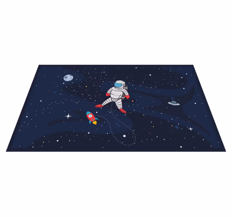 Astronauta solitário com tapete de vinil estrela de foguete - TenStickers
