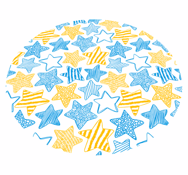 Tapete de quarto com estrelas azuis e amarelas - TenStickers