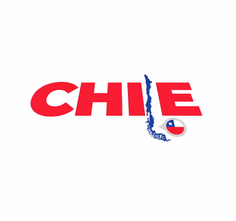 Chile no mapa com tapete de mapa-múndi de texto - TenStickers