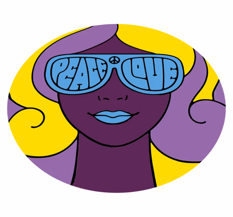 Menina com óculos de paz e amor tapete vintage - TenStickers