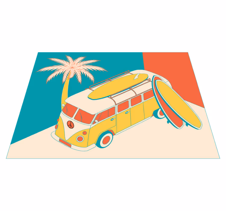 Tapete vintage de minibus hippie - TenStickers