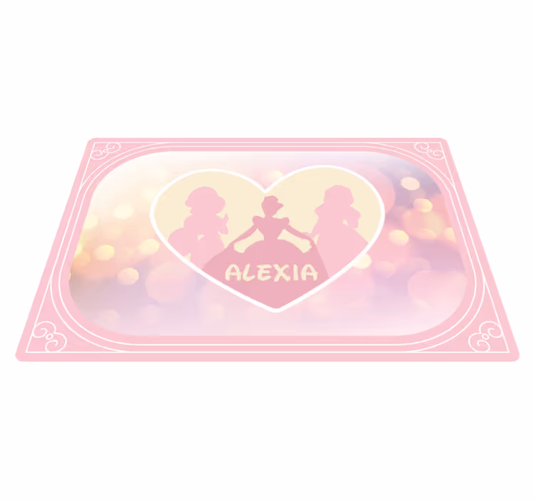 Tapete personalizado com moldura de coração de três princesas - TenStickers