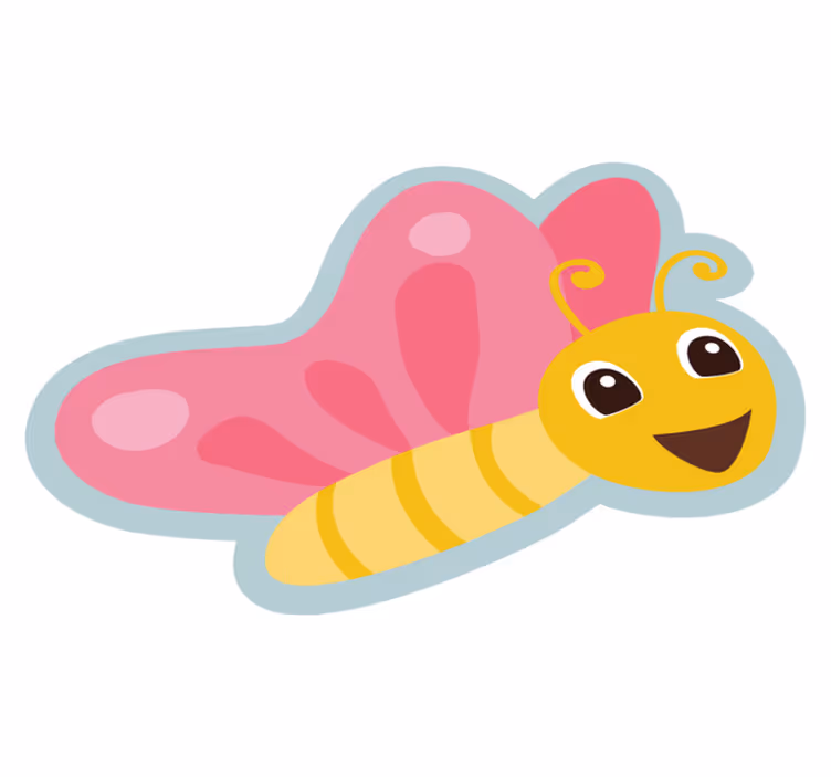 Borboleta engraçada com tapete animal de asas rosa - TenStickers