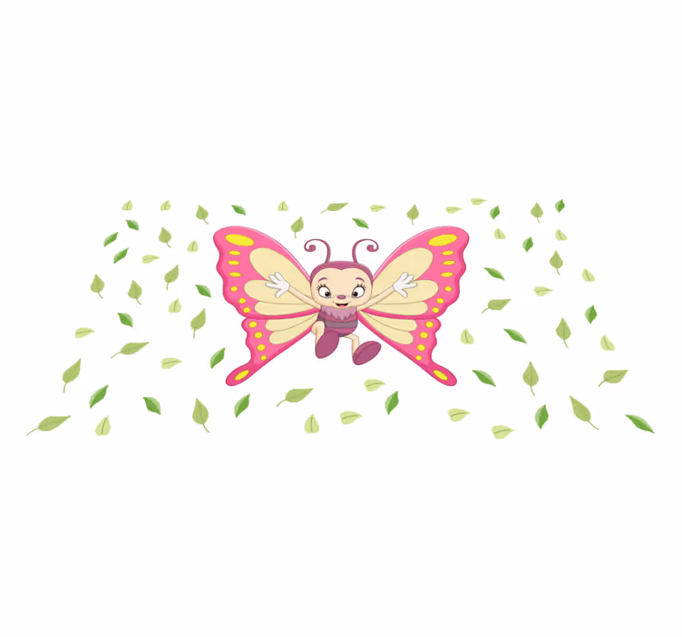 Feliz bebê borboleta ilustração animal tapete - TenStickers