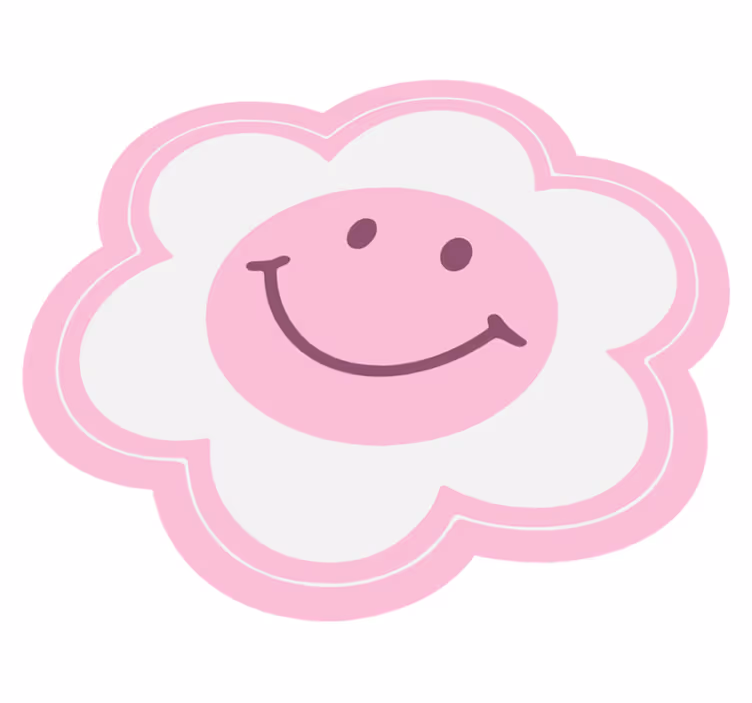 Tapete vinílico juvenil emblema floral sorridente - TenStickers