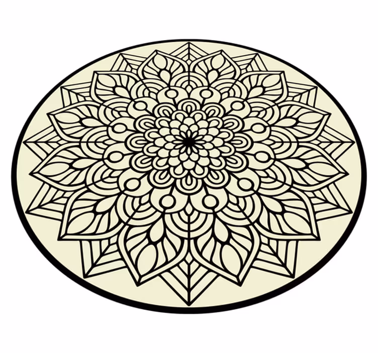 Tapete de vinil mandala circular preto e branco - TenStickers