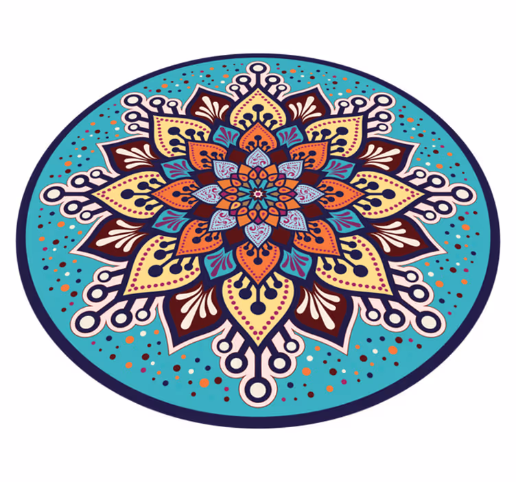Tapete de vinil mandala em forma de sol azul e laranja - TenStickers