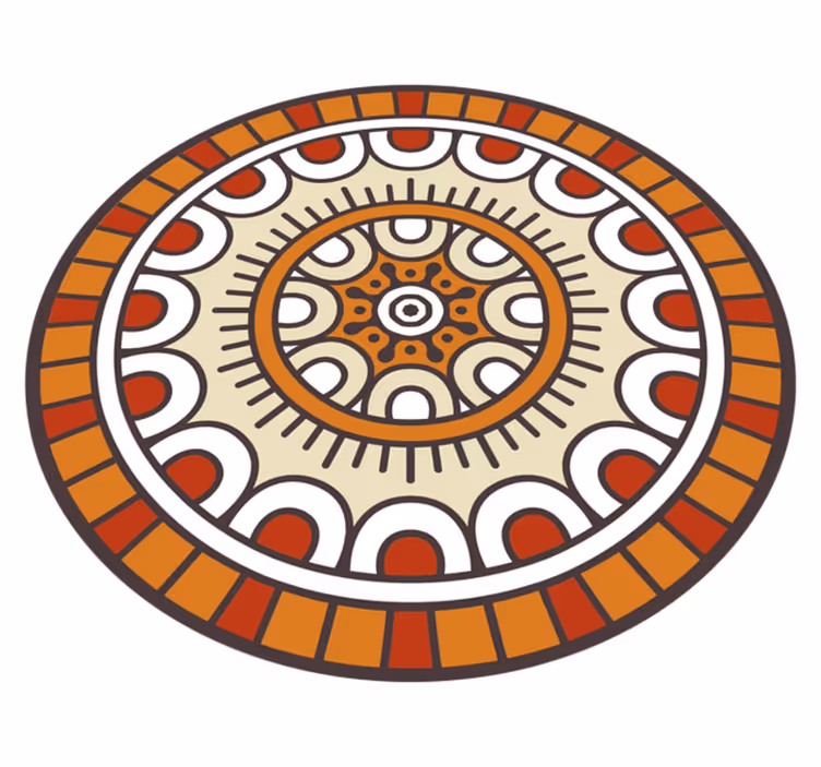 Tapete circular de vinil mandala em tons laranja - TenStickers