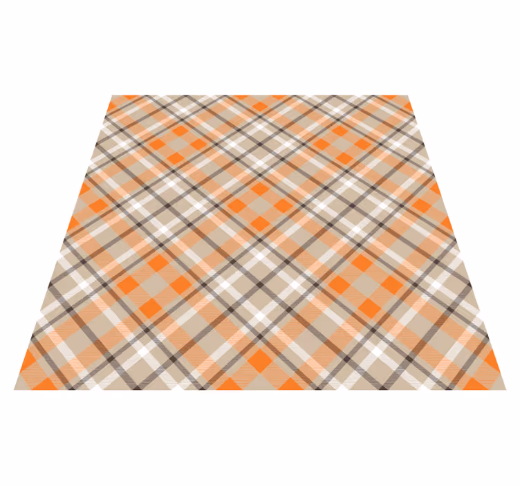 Tapete de vinil com quadrados estampados marrom e linhas laranja - TenStickers