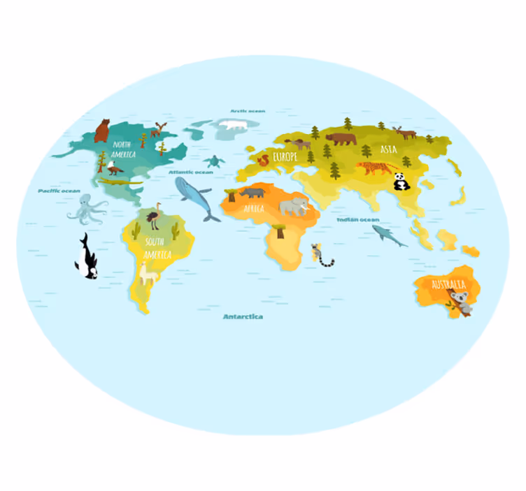 produtocolorido com tapete de mapa de animais típicos - TenStickers