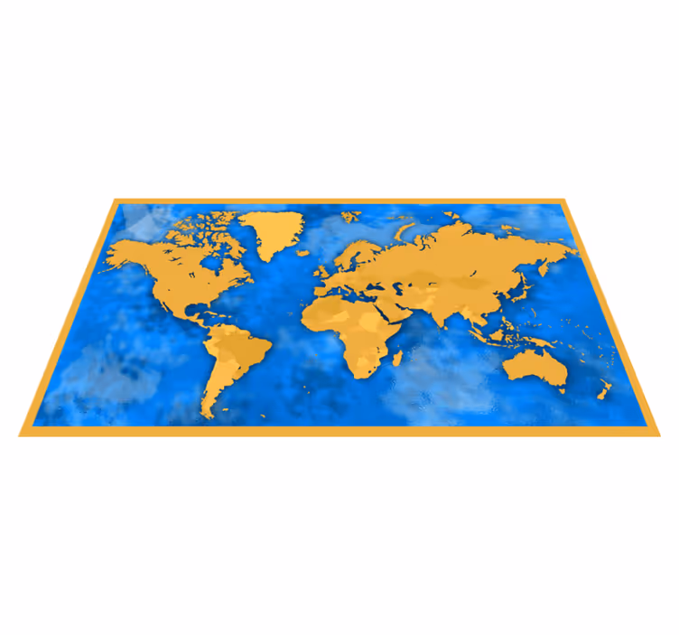 Cor brilhante com tapete de mapa de continentes marrom - TenStickers