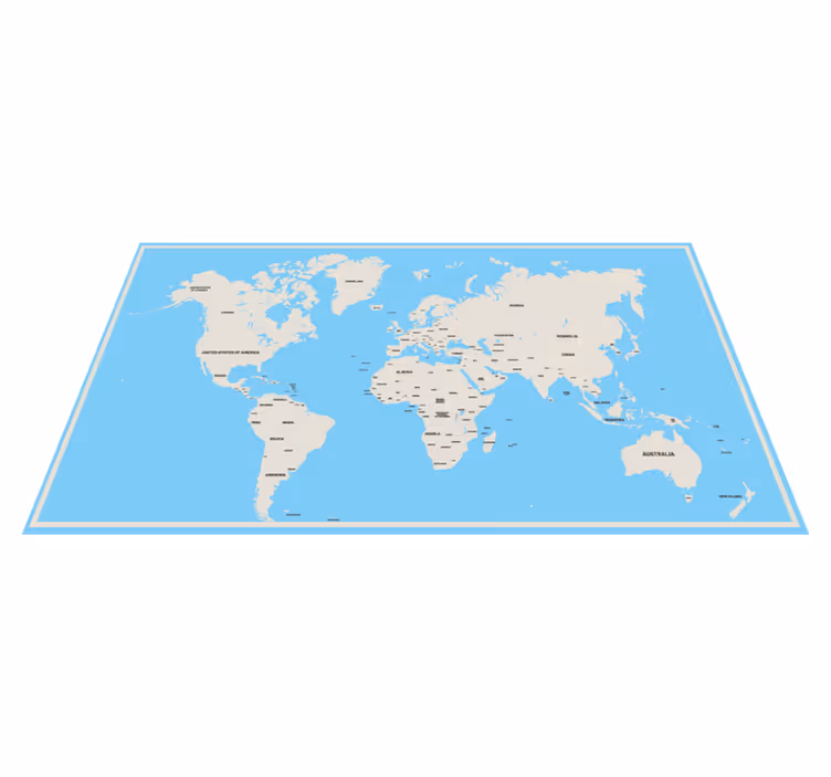 Cores claras com tapete de mapa-múndi de nomes de países - TenStickers