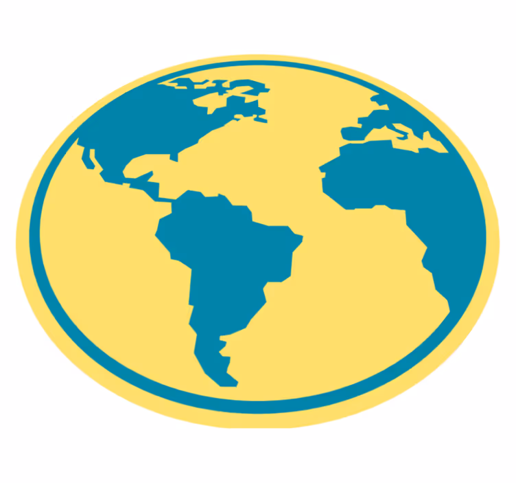 Tapete de mapa-múndi globo azul e amarelo colorido - TenStickers