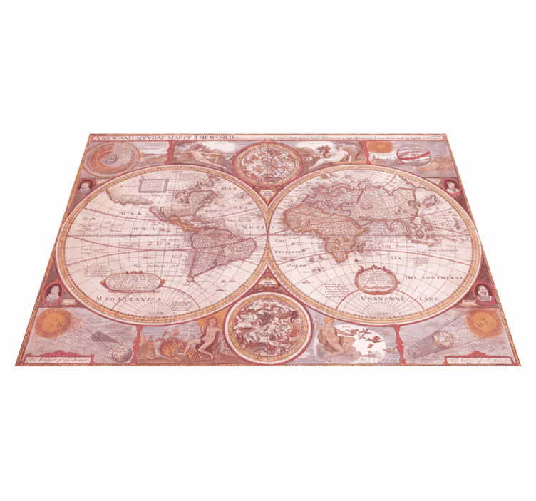 Tapete de mapa-múndi de cartografia da terra antiga - TenStickers