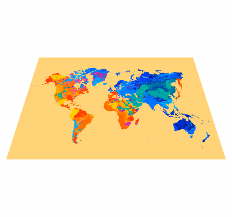 Tinta respingada no tapete do mapa mundial da terra - TenStickers