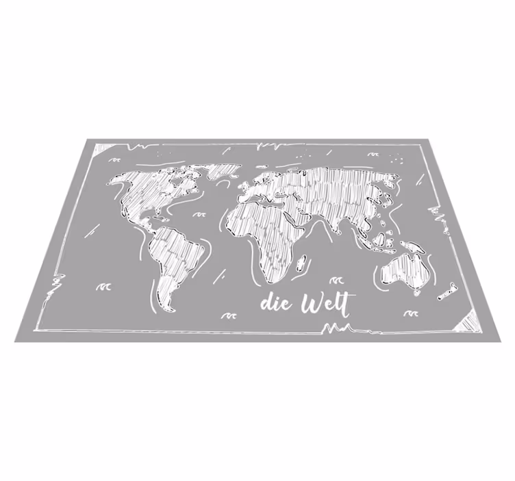 Tapete de mapa-múndi estilo cinza claro desenhado à mão - TenStickers