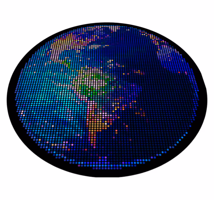Fundo preto com tapete de mapa-múndi em estilo pixel - TenStickers