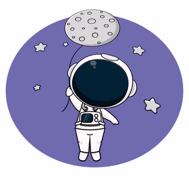 Tapete de vinil para crianças com astronauta e balão lunar - TenStickers