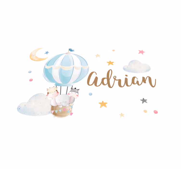Três animais em balões com estrelas tapete personalizado - TenStickers