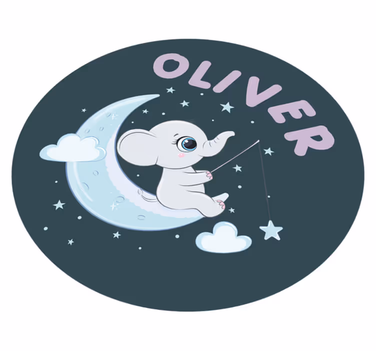Elefante rodeado por estrelas tapete personalizado - TenStickers