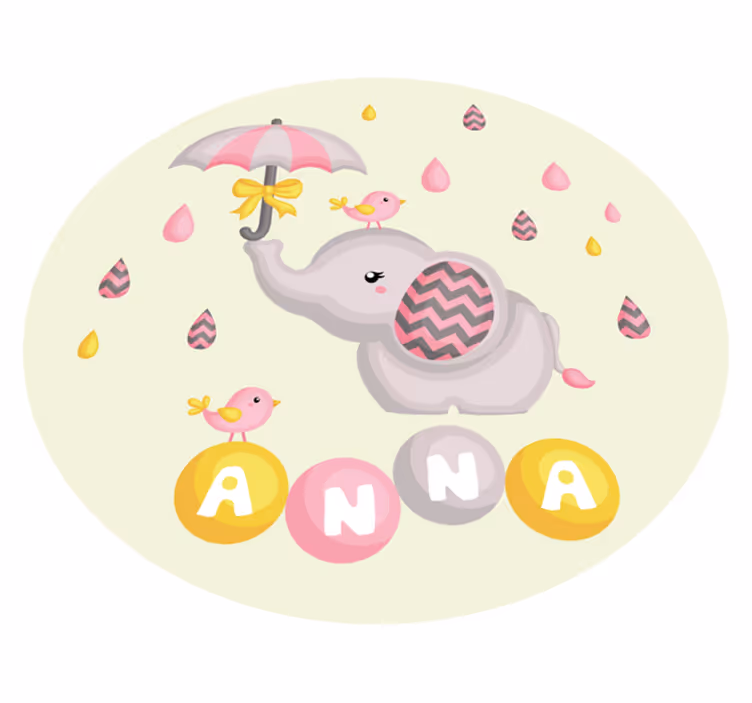 Tapete personalizado de elefante infantil e guarda-chuva de pássa - TenStickers