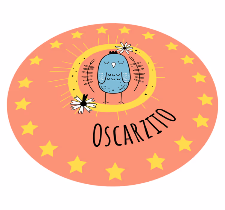 Coruja azul nórdica com tapete personalizado estrelas - TenStickers