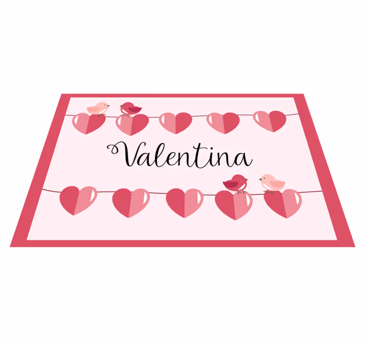 Varal com tapete personalizado de pássaros e corações - TenStickers