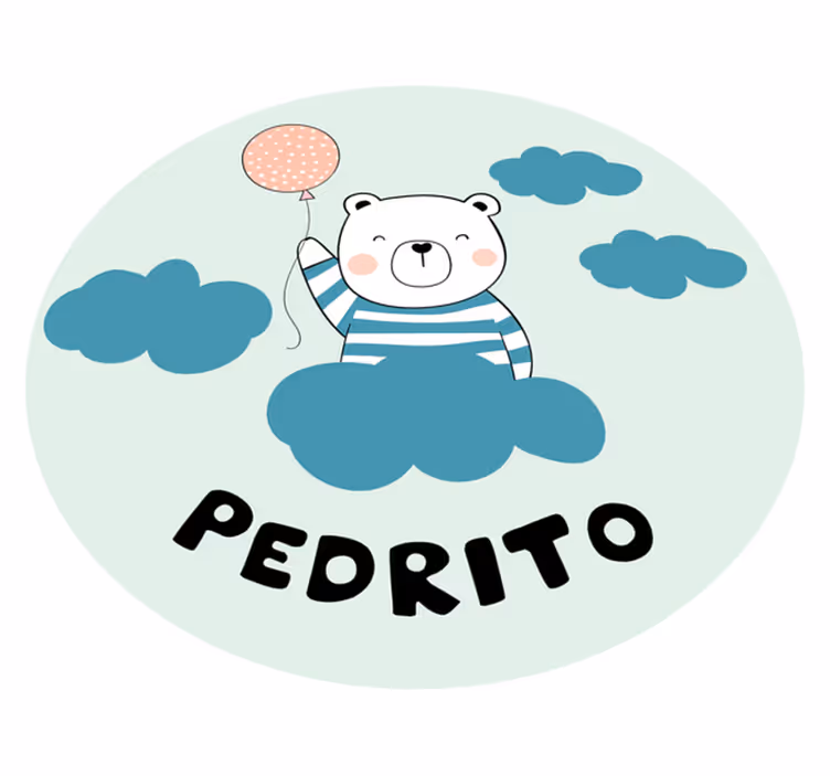 Bebê urso branco na nuvem azul tapete personalizado - TenStickers