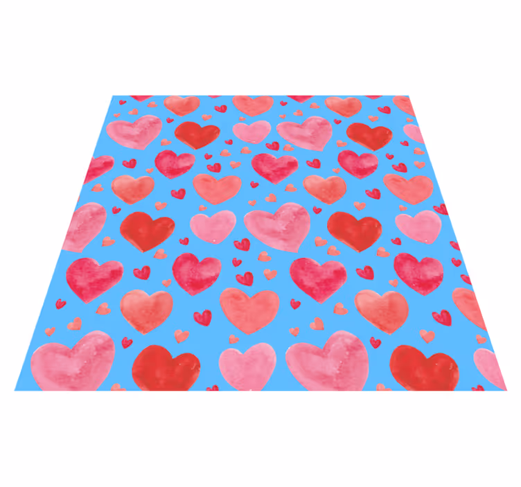 Tapete de vinil infantil com corações em aquarela rosa e azul - TenStickers
