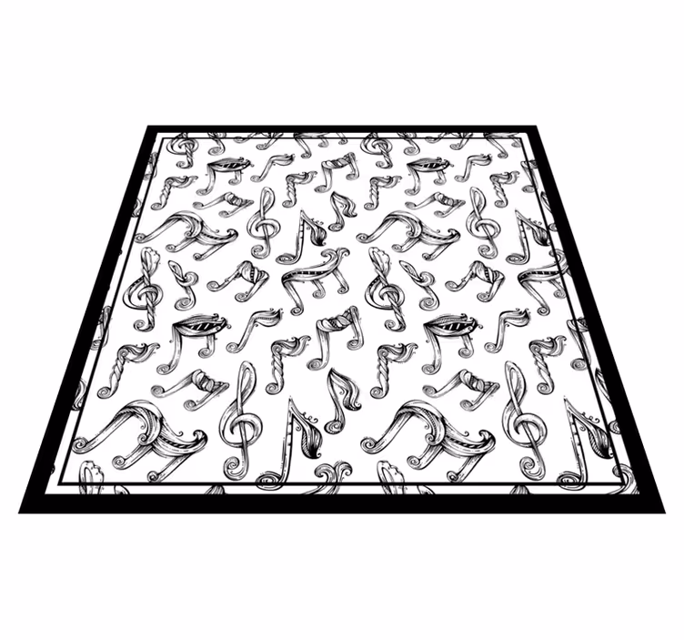 Tapete de vinil quadrado desenhado à mão com notas musicais - TenStickers