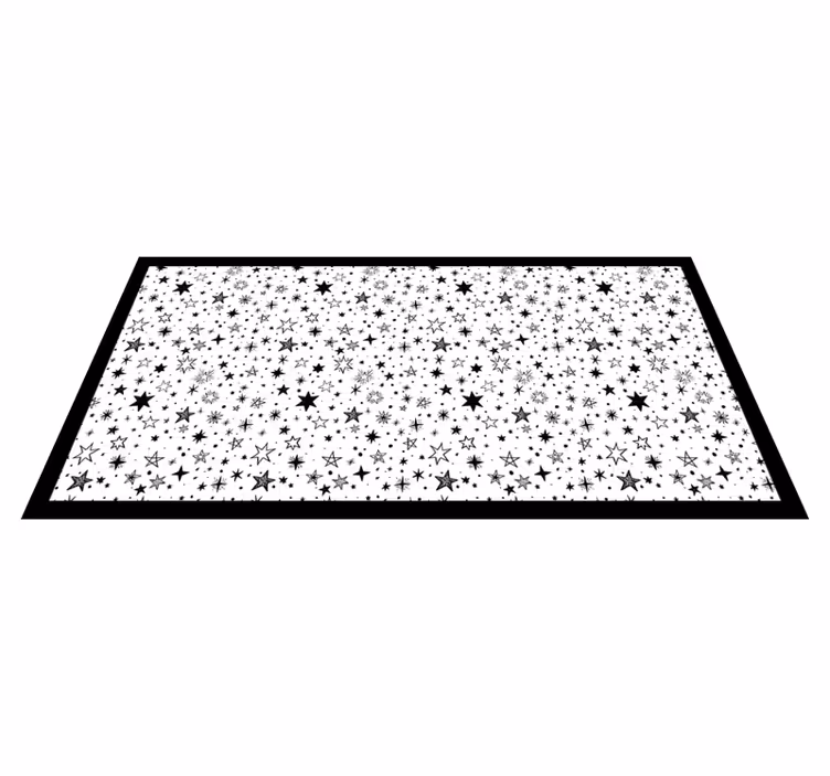 tapete em vinil retangular estrela preta com fundo branco - TenStickers