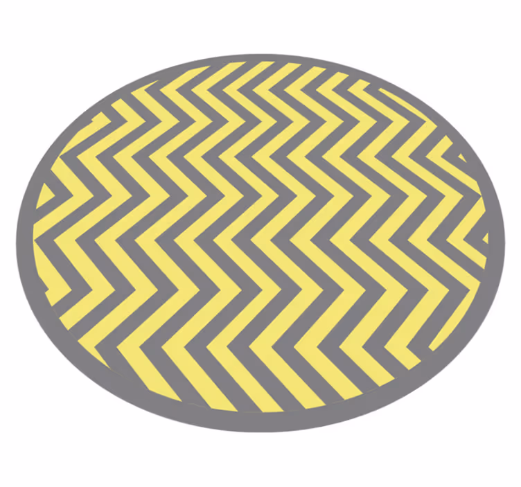 Tapete circular cinza e amarelo com linhas em zigue-zague - TenStickers