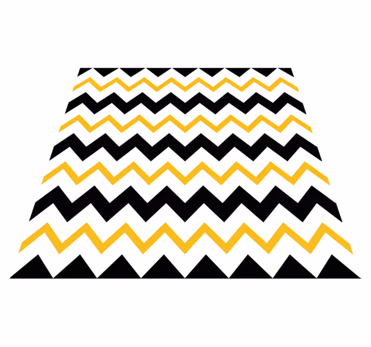 Tapete quadrado de vinil com linhas pretas e amarelas em zig zag - TenStickers