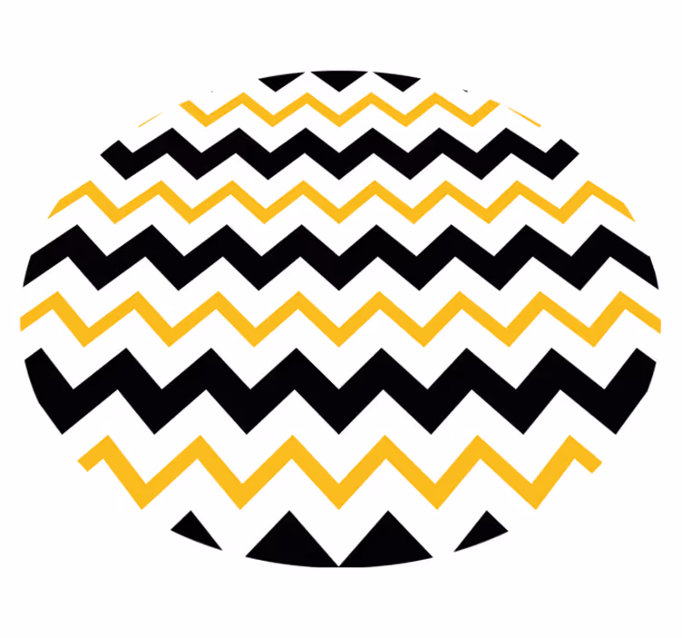 Tapete circular preto e amarelo com linhas em ziguezague - TenStickers