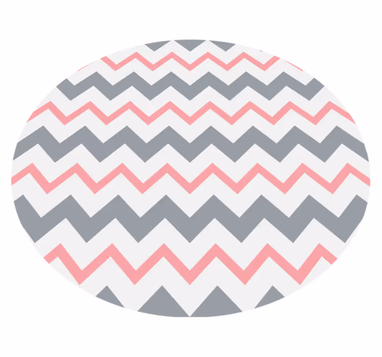 Tapete circular rosa e cinza com linhas zig zag - TenStickers
