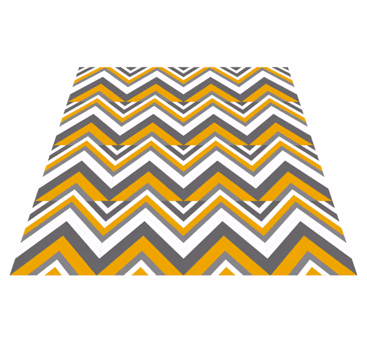Tapete quadrado de vinil com linhas zig zag amarelo e cinza - TenStickers